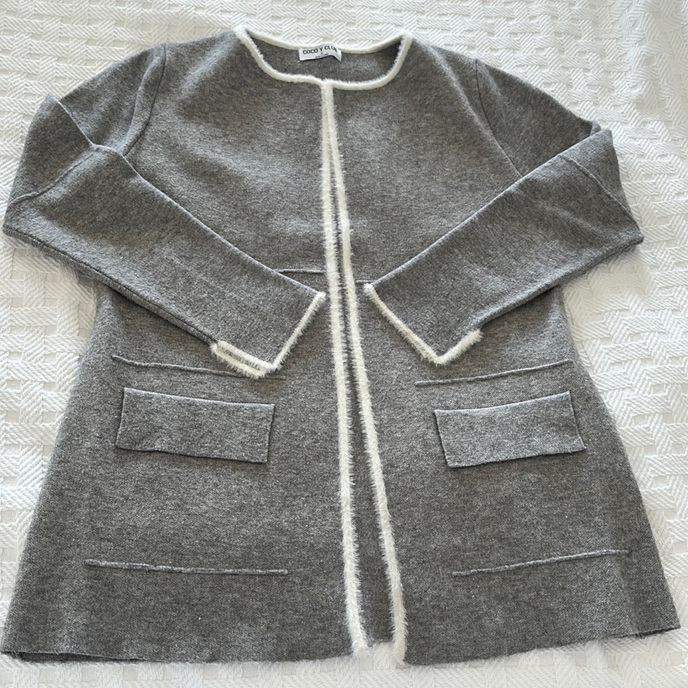 Open, blazer style sweater